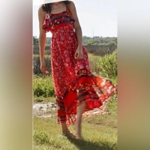 NWT Zuri Dress - One September - Sz S - Ruffles - Ankle Length - Floral